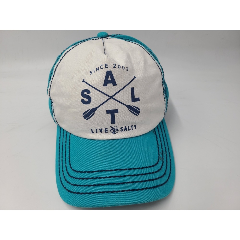 Salt Life Live Salty Snapback Hat Cap Cotton Casual Fish Men Women White Blue